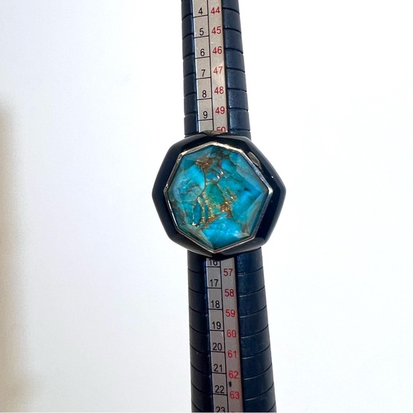 IPPOLITA Sterling Silver & Black Resin Turquoise Scultura Cocktail Ring Size 6.5